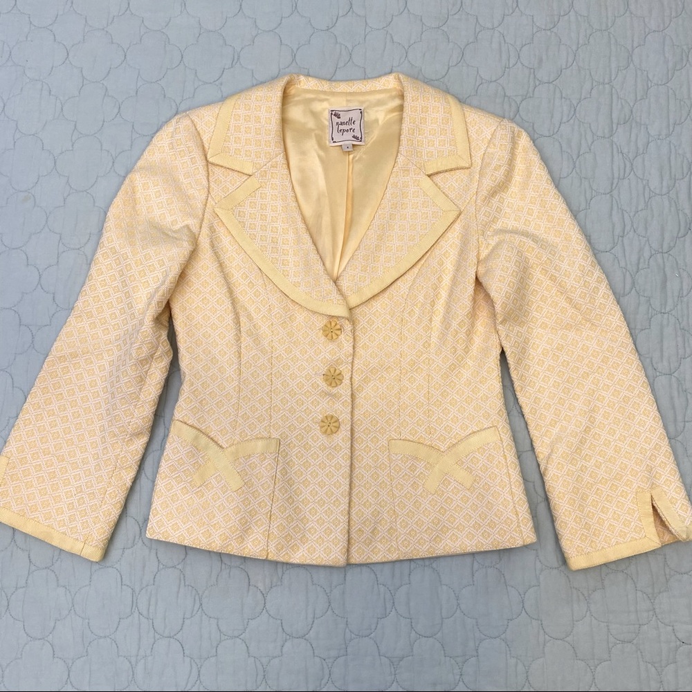 Nanette Lepore Pale Yellow Textured Blazer
